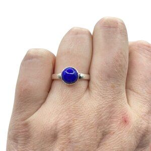Sterling Silver 925 Lapis Lazuli Band Ring Size 6.75 Signed Southwestern